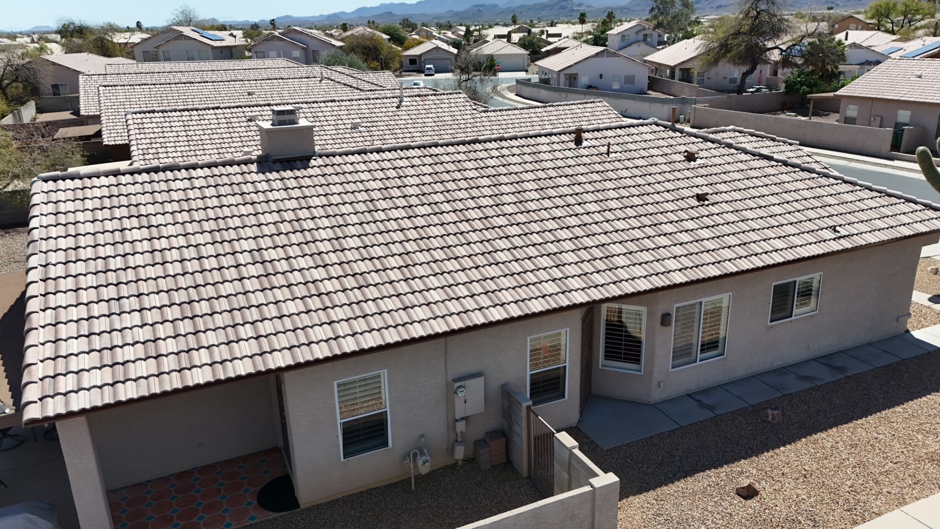 Multicolor Tile, Rear Elevation, Tile roofing project by Rob's Roofing & Remodeling