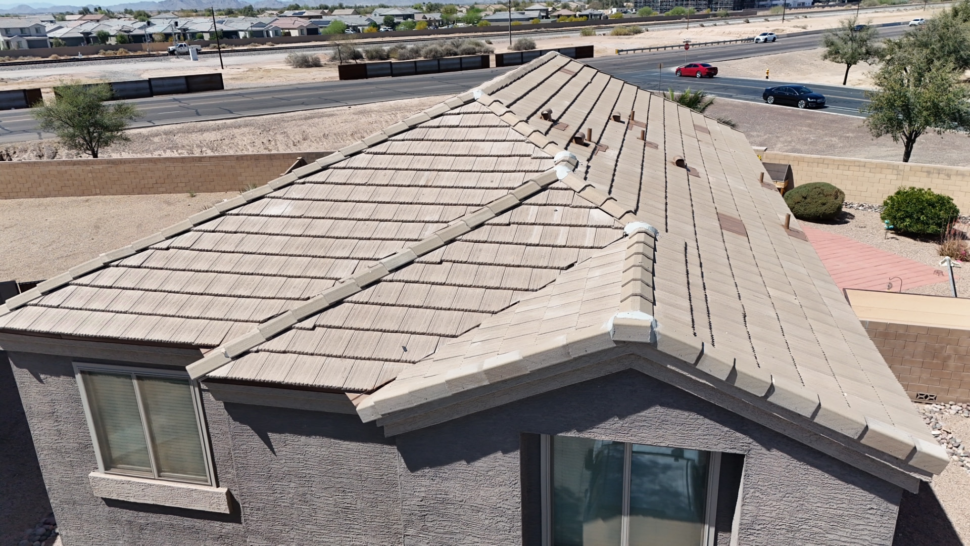 Shingle-Profile Tile, Aerial, Tile roofing project by Rob's Roofing & Remodeling